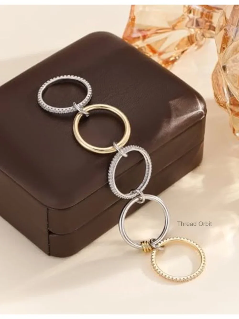 Stackable Ring Set 18k Gold Plated Cubic Zirconia Rings 5 Rings